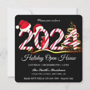 Cartes Pour Fêtes Annuelles 2024 Santa Claus, Snowflakes Elegant Chic