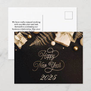 Cartes Pour Fêtes Annuelles 2025 Bonne année Black Custom Gold Business
