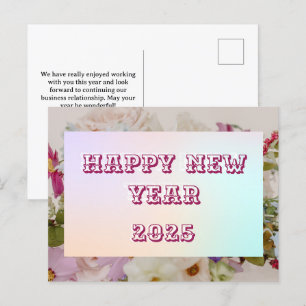 Cartes Pour Fêtes Annuelles 2025 Bonne année Floral Custom Pink Business