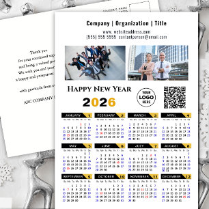 Cartes Pour Fêtes Annuelles 2025 Calendrier Gold moderne Black Business Logo Q