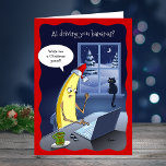 Cartes Pour Fêtes Annuelles 2025 Funny Banana AI Christmas<br><div class="desc">Get ready to peel over with laughter! This unique, funny Christmas card features original art by Raphaela Wilson (NOT made with artificial intelligence) of a banana burning the midnight oil - wearing a Santa Claus hat, sitting at a desk, and shouting at the laptop computer for AI to write him...</div>