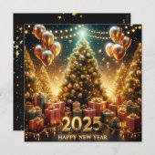 Cartes Pour Fêtes Annuelles 2025 Nouvel An en lumières dorées (Devant / Derrière)