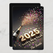 Cartes Pour Fêtes Annuelles 2025 Nouvel An Or & Noir (Devant / Derrière)