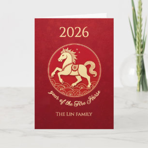 Cartes Pour Fêtes Annuelles 2026 Année du Cheval de Feu Nouvel An chinois