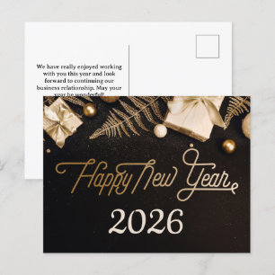 Cartes Pour Fêtes Annuelles 2026 Bonne année Black Custom Gold Business