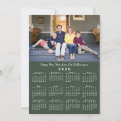 Cartes Pour Fêtes Annuelles 2026 Calendrier 2 Photos Vert foncé Bonne année (Devant)