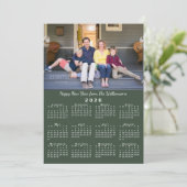 Cartes Pour Fêtes Annuelles 2026 Calendrier 2 Photos Vert foncé Bonne année (Debout devant)