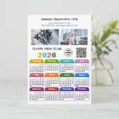 Cartes Pour Fêtes Annuelles 2026 Calendrier Business Logo Code QR Couleur mode (Debout devant)