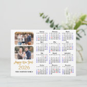 Cartes Pour Fêtes Annuelles 2026 Calendrier Elegant Gold Parties scintillant S (Debout devant)