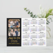 Cartes Pour Fêtes Annuelles 2026 Calendrier Elegant Gold Parties scintillant S (Debout devant)
