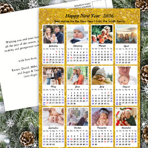 Cartes Pour Fêtes Annuelles 2026 Calendrier Famille Moderne 12 Photo Parties s