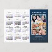Cartes Pour Fêtes Annuelles 2026 Calendrier Famille Photo Bleu Moderne Minimal (Devant)