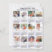 Cartes Pour Fêtes Annuelles 2026 Calendrier moderne Argent 12 Photo Collage (Devant)