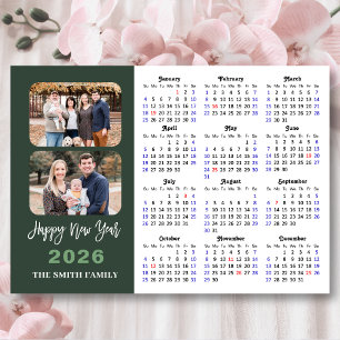 Cartes Pour Fêtes Annuelles 2026 Calendrier Moderne Sage Vert Minimaliste 2 Ph