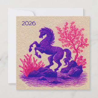 Cartes Pour Fêtes Annuelles 2026 Lunar Horse Zodiac Illustration