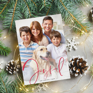Cartes Pour Fêtes Annuelles 2026 PHOTO DE NOËL écriture élégante rouge joyeuse