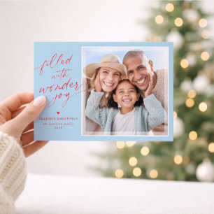 Cartes Pour Fêtes Annuelles 2026 PHOTO DE NOËL élégant superposition type bleu
