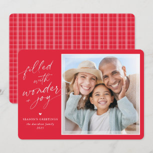 Cartes Pour Fêtes Annuelles 2026 PHOTO DE NOËL superposé de type élégant rouge