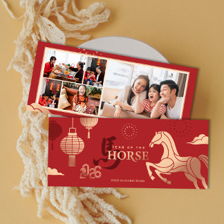 Cartes Pour Fêtes Annuelles 2026 Photos Gold Horse Chinese New Year Greeting