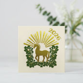 Cartes Pour Fêtes Annuelles 2026 Year of the Horse Gold Design (Debout devant)