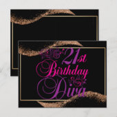 Cartes Pour Fêtes Annuelles 21e anniversaire Diva (Devant / Derrière)