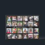 Cartes Pour Fêtes Annuelles 24 Photo Collage avec nom de famille Date - noir<br><div class="desc">Une grille photo 24 avec beaucoup de place pour de nombreuses photos et du texte personnalisé. Peut être utilisé comme un accueil de Noël ou une carte générale à envoyer à des amis et à la famille. Ajoutez vos photos préférées à ce modèle amusant. Vous pouvez utiliser des photos carrés...</div>