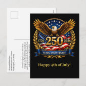 Cartes Pour Fêtes Annuelles 250th USA Anniversary Eagle Emblem  (Devant / Derrière)
