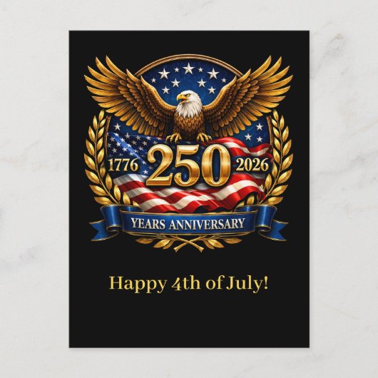 Cartes Pour Fêtes Annuelles 250th USA Anniversary Eagle Emblem  (Devant)