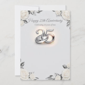 Cartes Pour Fêtes Annuelles 25th Wedding Anniversary Greeting Card – Silver Ma