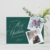 Cartes Pour Fêtes Annuelles 2 Collage de photos Écriture élégante Vert Blanc (Debout devant)