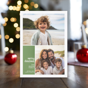 Cartes Pour Fêtes Annuelles 2 Collage de photos Noël minimaliste vert Noël
