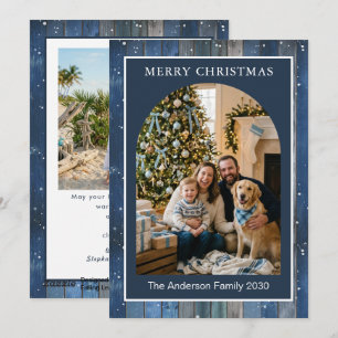 Cartes Pour Fêtes Annuelles 2 Photo Cadre en Arc Bleu Rustique