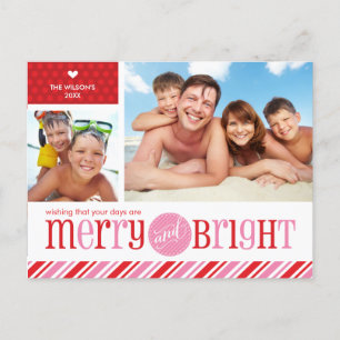 Cartes Pour Fêtes Annuelles 2 PHOTO CHRISTMAS POSTCARD : merry & bright 2