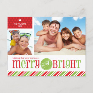 Cartes Pour Fêtes Annuelles 2 PHOTO CHRISTMAS POSTCARD : merry & bright 3
