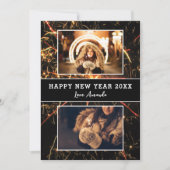 Cartes Pour Fêtes Annuelles 2 Photo Collage Feu d'artifice Bonne année (Devant)