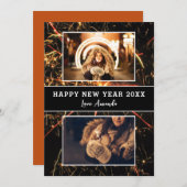 Cartes Pour Fêtes Annuelles 2 Photo Collage Feu d'artifice Bonne année (Devant / Derrière)