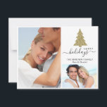 Cartes Pour Fêtes Annuelles 2 Photo Collage Gold Glitter Christmas Tree Happy<br><div class="desc">2 Photo Collage Gold Glitter Christmas Tree Happy Holiday Card.</div>