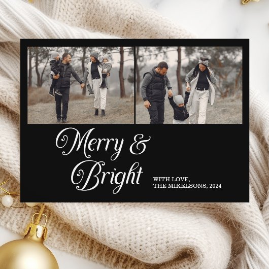 Cartes Pour Fêtes Annuelles 2 photo Famille Joyeux et Noël brillant
