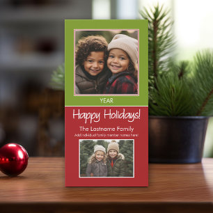 Cartes Pour Fêtes Annuelles 2 Photo - Green Red Minimal - Joyeuses fêtes
