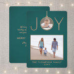 Cartes Pour Fêtes Annuelles 2 Photo Joy Ornament Élégant Moderne Turquoise & C<br><div class="desc">Célébrez les joies simples des fêtes et partagez deux de vos photos préférées avec une carte de Noël turquoise et fausse cuivre élégante. Le texte de ce modèle est facile à customiser pour inclure n'importe quel libellé, comme Joyeux Noël, Joyeux Fêtes, Joyeuses Fêtes, Bonjour au Nouvel An, etc. (CONSEIL EN...</div>