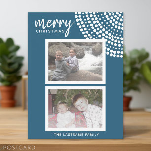 Cartes Pour Fêtes Annuelles 2 Photo - Joyeux Noël Points - Bleu Clair