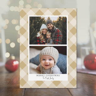 Cartes Pour Fêtes Annuelles 2 Photo Moderne Plaid de Buffalo - Or Rustique Joy