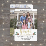 Cartes Pour Fêtes Annuelles 2 Photo Pine Moderne Il n'y a pas d'endroit comme<br><div class="desc">Il n'y a pas d'endroit comme la maison pour les vacances - Envoyez des salutations élégantes et joyeuses et partagez deux de vos photos préférées avec cette élégante carte de vacances minimaliste moderne. Le texte et les photos sur ce modèle sont simples à customiser. Le design présente des cônes de...</div>