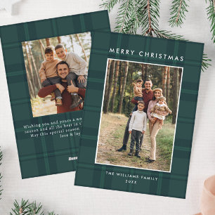 Cartes Pour Fêtes Annuelles 2 Photo Retro Noël Plaid Grey