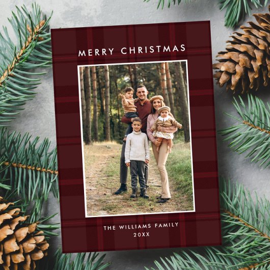 Cartes Pour Fêtes Annuelles 2 Photo Retro Noël Plaid Grey