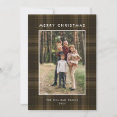 Cartes Pour Fêtes Annuelles 2 Photo Retro Noël Plaid Grey (Devant)