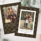 Cartes Pour Fêtes Annuelles 2 Photo Retro Noël Plaid Tartan Salutation