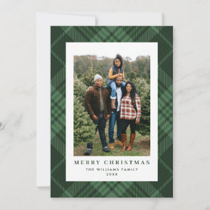 Cartes Pour Fêtes Annuelles 2 Photo Retro Noël Plaid Tartan Salutation