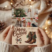 Cartes Pour Fêtes Annuelles 2 Photo Western Bow & Boots Noël