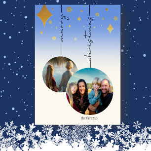 Cartes Pour Fêtes Annuelles 2 photos ampoules de Noël ornements plat